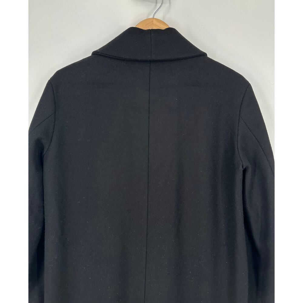 Allsaints Grace Coat Wool Ruffle Hem Long Overcoat Jacket, Black - Picture 9 of 16